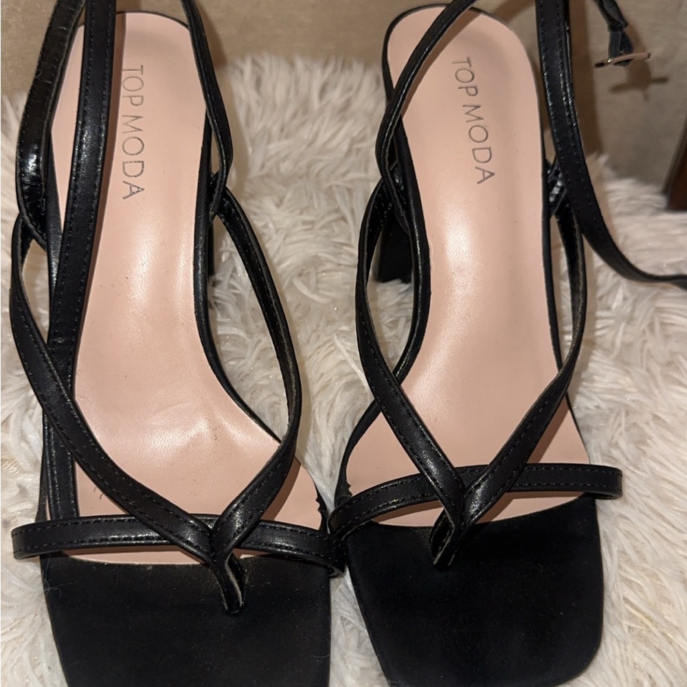 Top Moda Black Strappy Women's Heels